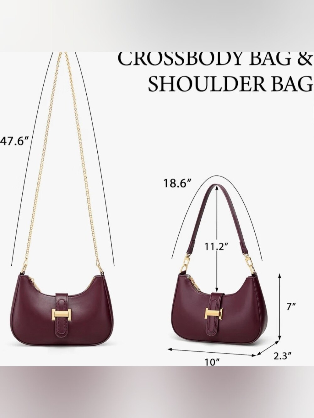Women’s Burgundy Vegan Leather Crossbody & Shoulder Bag